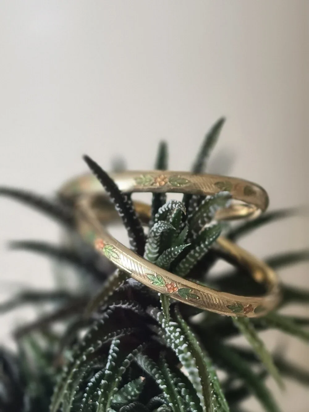 Gold Floral Enamel Bangle Bracelets